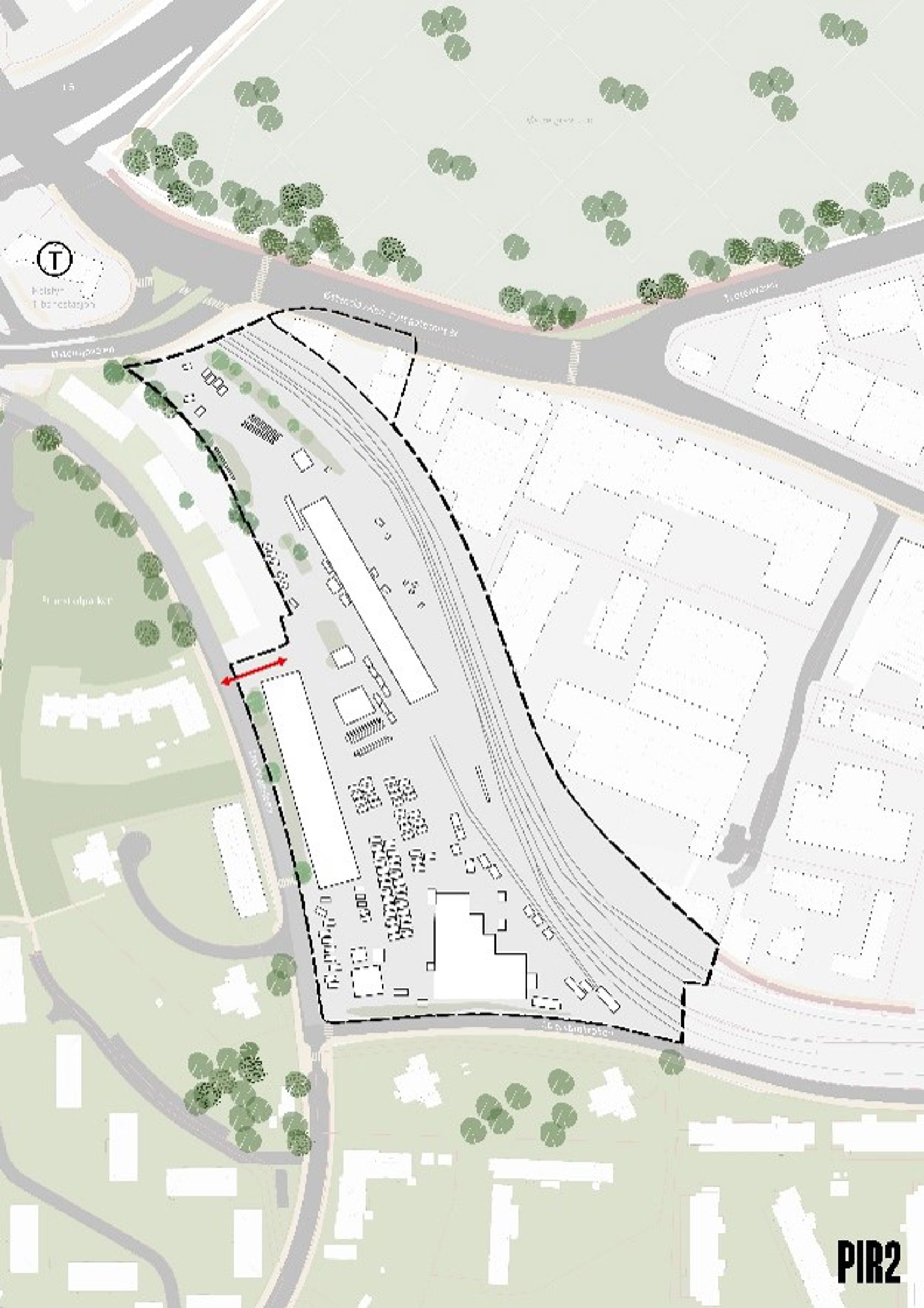 Kartutsnitt som viser dagens situasjon for t-banens base på Etterstad